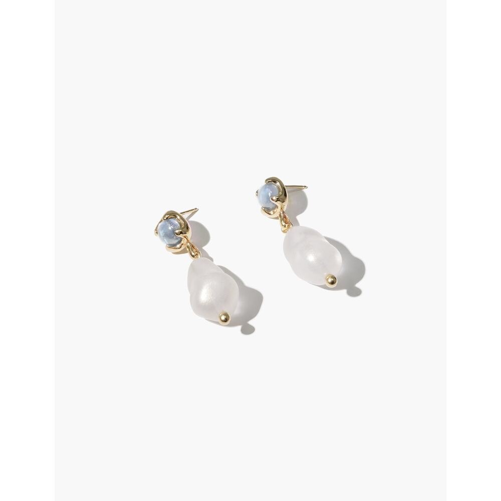 Cled Beam Pearl Earrings in Blue Jay/Gold Plated Brass NWT MSRP: $250